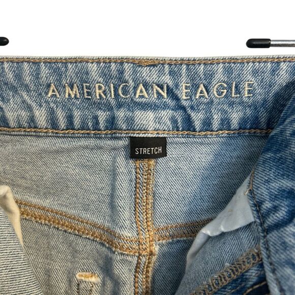 American Eagle Stretch 90s High-Rise Mini Skirt Light Wash Denim Skirt Size 6 - Picture 5 of 11